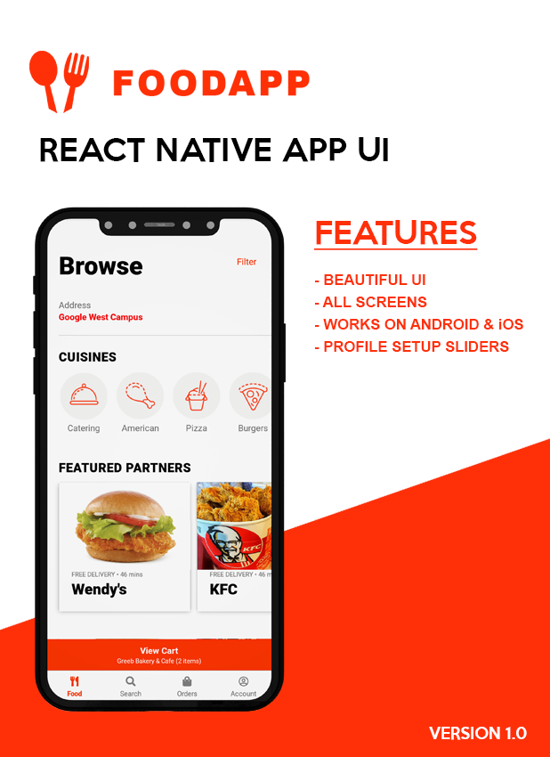 O tema nativo do FoodApp React - 1
